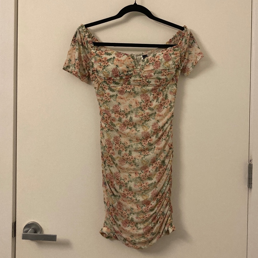 Off Shoulder Ruched Mini Dress